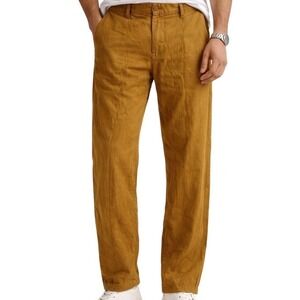 Dandy Del Mar Linen Blend Pants Mens 28 Tan Ochre Coastal Resortwear Relaxed Fit